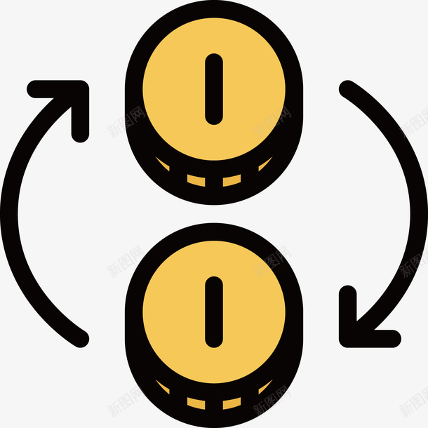 金币交换矢量图ai免抠素材_新图网 https://ixintu.com 主打款 已打款 打款 打款号 打款银行 箭头 金币 矢量图