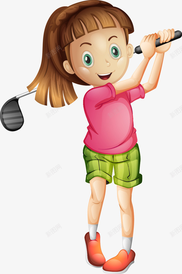 打高尔夫的女孩png免抠素材_新图网 https://ixintu.com 卡通画 女孩 打高尔夫 矢量装饰 装饰