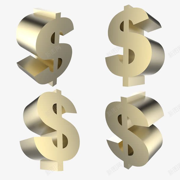 3D美元符号png免抠素材_新图网 https://ixintu.com 符号 美元 财富 货币 货币符号 金 金融