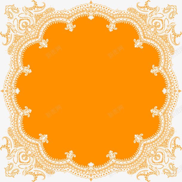 黄色卡通花纹边框欧式png免抠素材_新图网 https://ixintu.com 卡通 欧式 花纹 边框 黄色