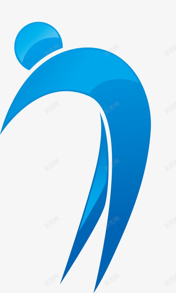 跳跃的人形蓝色logo图标png_新图网 https://ixintu.com logo logo素材 创意logo 蓝色人形logo