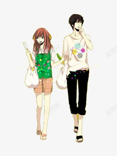 青年男女png免抠素材_新图网 https://ixintu.com 女孩 彩色 插画 男孩 装饰
