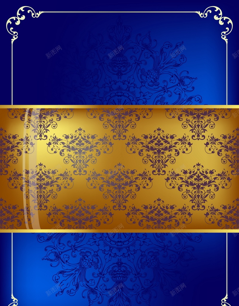 蓝色欧式花纹矢量图ai设计背景_新图网 https://ixintu.com 欧式 纹理 花纹 花边 蓝色 质感 边框 矢量图