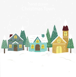 白雪皑皑的圣诞小镇矢量图素材
