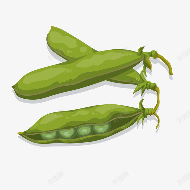 卡通豌豆植物矢量图ai免抠素材_新图网 https://ixintu.com 手绘 植物设计 绿色 蔬菜设计 豌豆 食材 矢量图