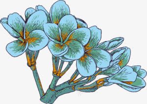 手绘清新蓝色花朵树枝png免抠素材_新图网 https://ixintu.com 树枝 清新 花朵 蓝色