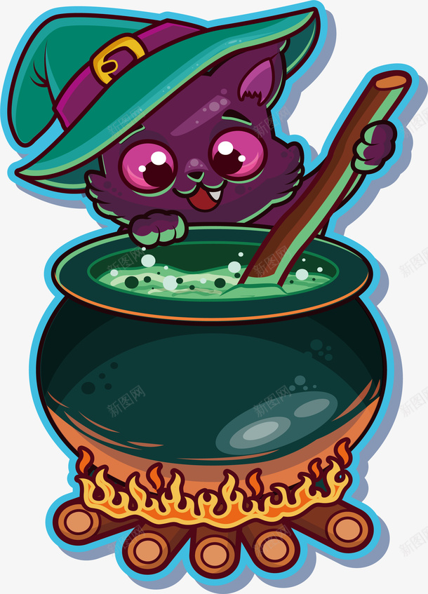 做魔法药水的黑猫矢量图ai免抠素材_新图网 https://ixintu.com 女巫黑猫 熬制药水 矢量png 魔法药水 黑猫 黑猫女巫 矢量图