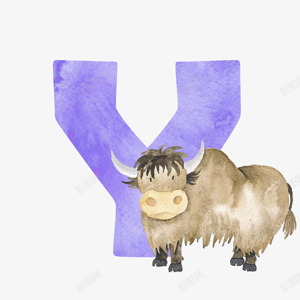 卡通手绘字母与牛png免抠素材_新图网 https://ixintu.com 创意 动漫动画 卡通手绘 棕色的牛 看图识字卡,看图识字 简约 英文字母Y