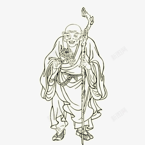 僧人psd免抠素材_新图网 https://ixintu.com 古风 手绘 水墨