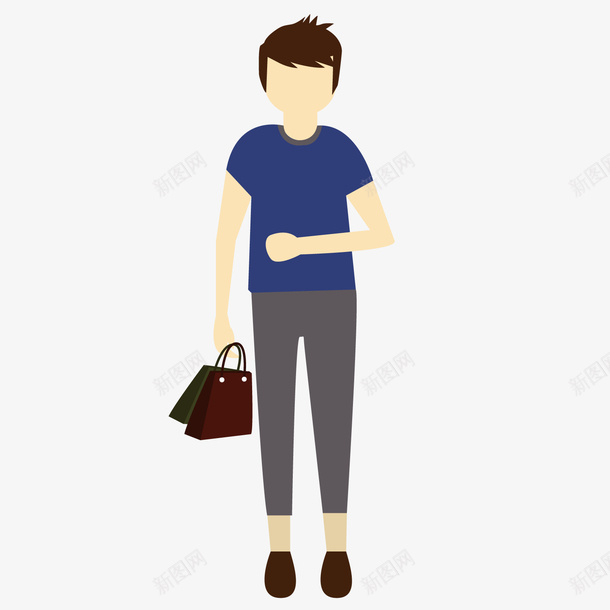 悠闲男子矢量图ai免抠素材_新图网 https://ixintu.com 卡通 可爱 悠闲 拎包的男子 男子 男孩 男神 矢量图