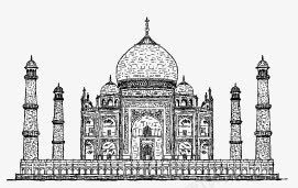 手绘世界著名建筑png免抠素材_新图网 https://ixintu.com 建筑 手绘 泰姬陵 简约 线条 风景名胜