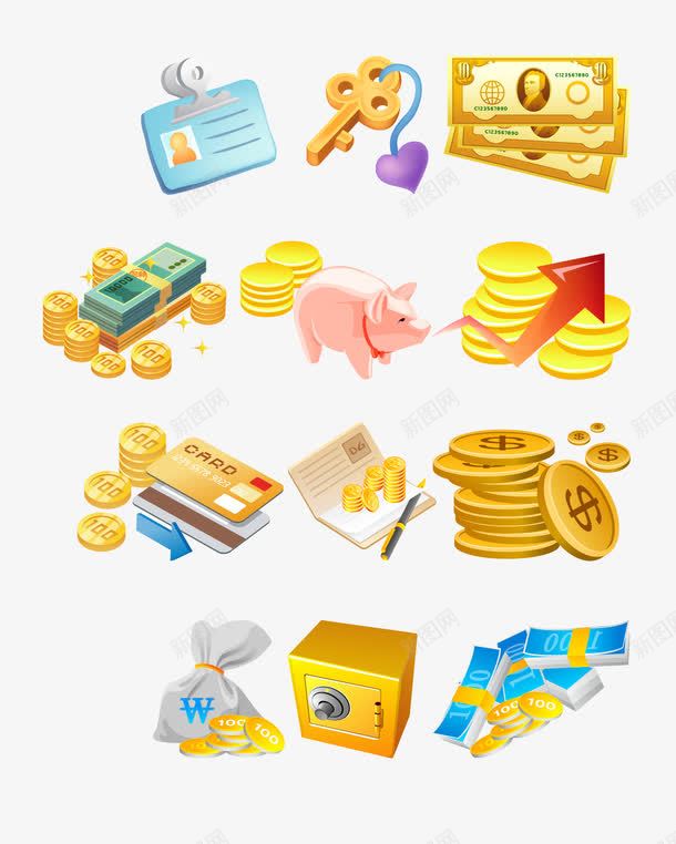 金融金币片矢量图eps免抠素材_新图网 https://ixintu.com AI 信用卡 商务金融 矢量素材 设计 金币 金融 金融货币 钱 矢量图