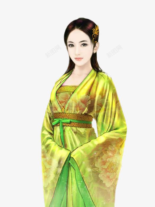 黄衣淑女手绘古风png免抠素材_新图网 https://ixintu.com 古风 手绘 淑女 黄衣