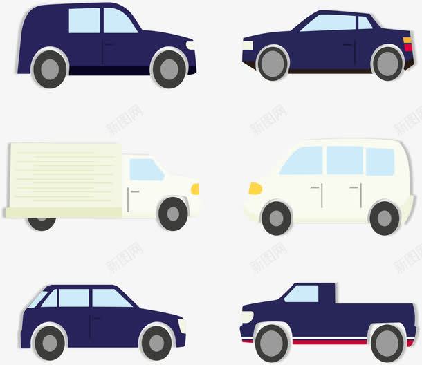 扁平化车辆png免抠素材_新图网 https://ixintu.com 交通工具 卡通 扁平化 货车 车 轿车 面包车