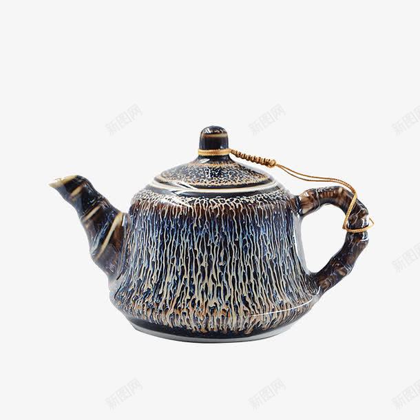 功夫茶具整套茶器壶承png免抠素材_新图网 https://ixintu.com 景德镇纯手工 竹节柄口 高温天目釉窑变茶壶