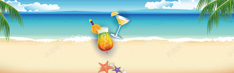 夏日海边清爽卡通鸡尾酒banner矢量图ai设计背景_新图网 https://ixintu.com 卡通 夏日 手绘 海报banner 海边 清爽 童趣 鸡尾酒 矢量图