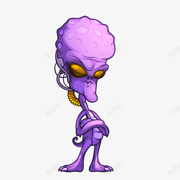 紫色卡通外星人png免抠素材_新图网 https://ixintu.com 卡通外星人 卡通怪物 紫色外星人 背景装饰