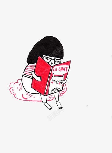 手绘看书的女孩png免抠素材_新图网 https://ixintu.com 学习同学 学习姑娘 手绘看书女子