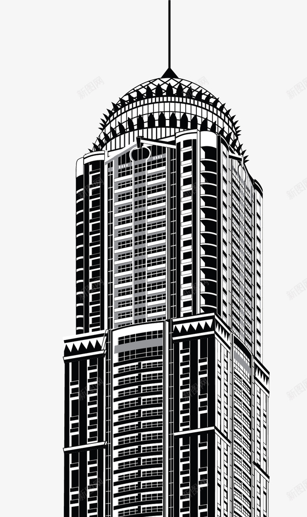 透视黑白摩天大楼图标png_新图网 https://ixintu.com 卡通摩天大楼 卡通风格 城市大楼 城市摩天大楼 矢量大楼 透视 黑白风格