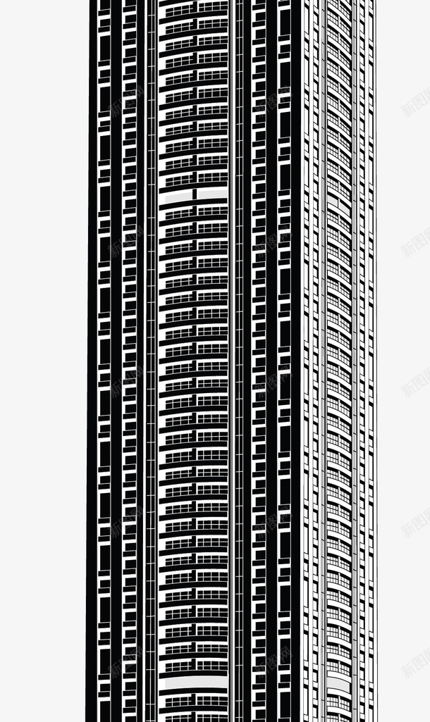 透视黑白摩天大楼图标png_新图网 https://ixintu.com 卡通摩天大楼 卡通风格 城市大楼 城市摩天大楼 矢量大楼 透视 黑白风格