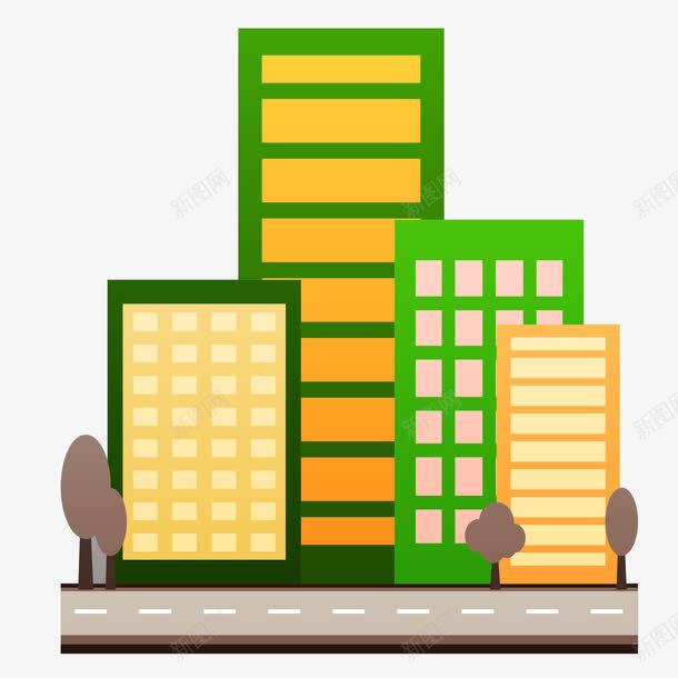绿色建筑道路矢量图ai免抠素材_新图网 https://ixintu.com 建筑 绿色 道路 矢量图