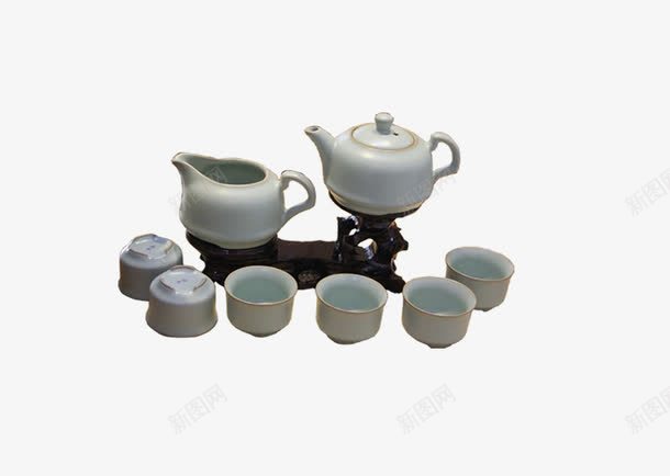 汝瓷茶具png免抠素材_新图网 https://ixintu.com 古风 汝瓷茶具 茶壶 茶杯 陶瓷花纹茶具复古风