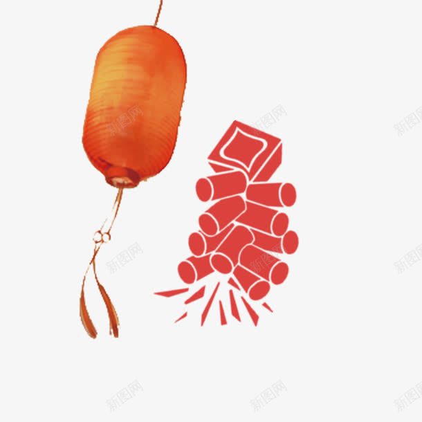 新年png免抠素材_新图网 https://ixintu.com 中国文化 传统文化 春节 灯笼 节日 过节 鞭炮