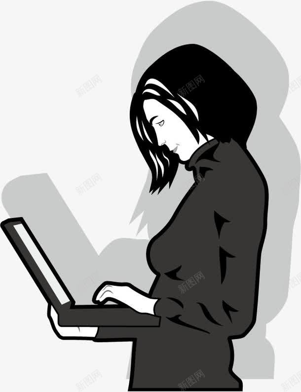 女人和笔记本电脑png免抠素材_新图网 https://ixintu.com 女人 工作 电脑 白领