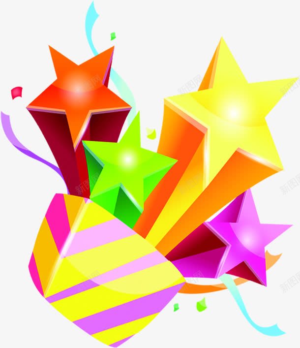 彩色卡通五角星惊喜png免抠素材_新图网 https://ixintu.com 五角星 卡通 彩色 惊喜