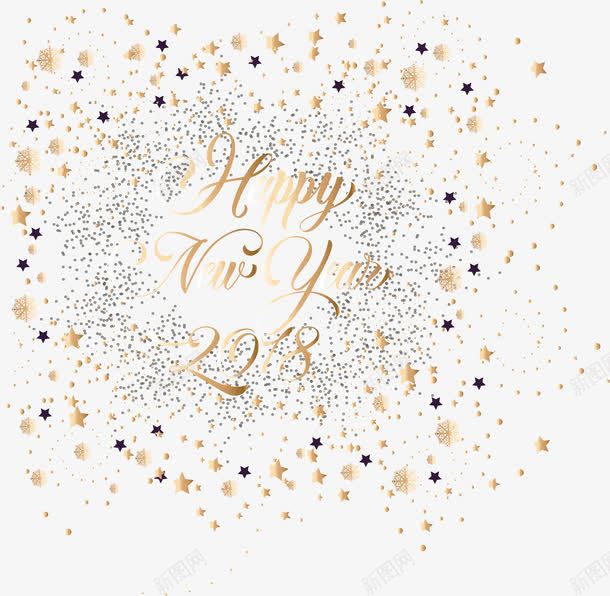金色星星新年花纹png免抠素材_新图网 https://ixintu.com 2018新年 happyNewYear 星星 星星花纹 矢量png 金色星星