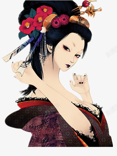 古风美女png免抠素材_新图网 https://ixintu.com 仙侠美女 古风 彩色 插画 美女 装饰