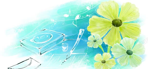 韩国手绘花朵背景背景