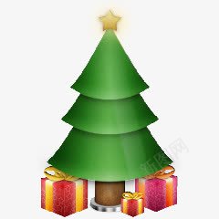 圣诞树绿色礼物盒图标图标