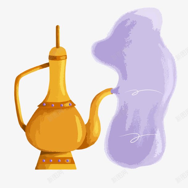 彩色酒壶png免抠素材_新图网 https://ixintu.com 壶嘴 童话 阿拉丁 黄色
