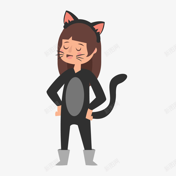 卡通可爱猫女png免抠素材_新图网 https://ixintu.com 卡通人物 卡通女孩 可爱女孩 可爱猫女 背景装饰