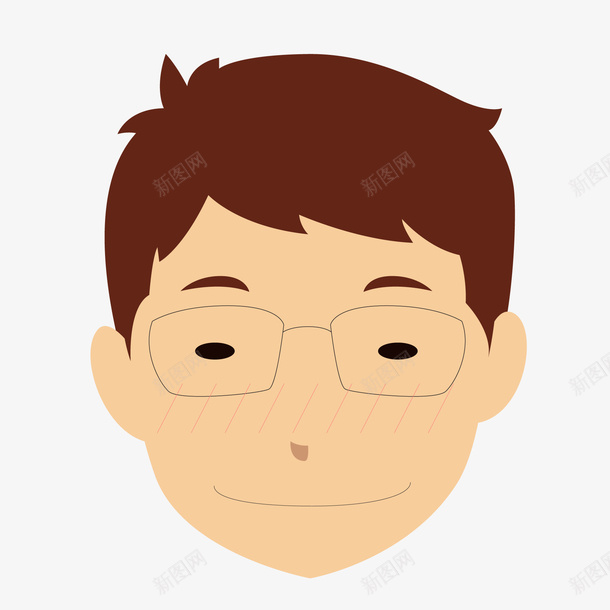 卡通微笑害羞的男性表情矢量图ai免抠素材_新图网 https://ixintu.com 人物表情 头像设计 害羞 微笑 男性 表情设计 矢量图