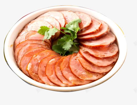 盘装火腿肠切片png免抠素材_新图网 https://ixintu.com 盘装火腿肠切片 美食 肉食 香肠
