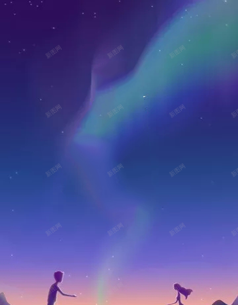 浪漫爱情海报jpg高清背景_新图网 https://ixintu.com 夜空 山坡 晚霞 极光 浪漫 爱情 相会 青春 黄昏