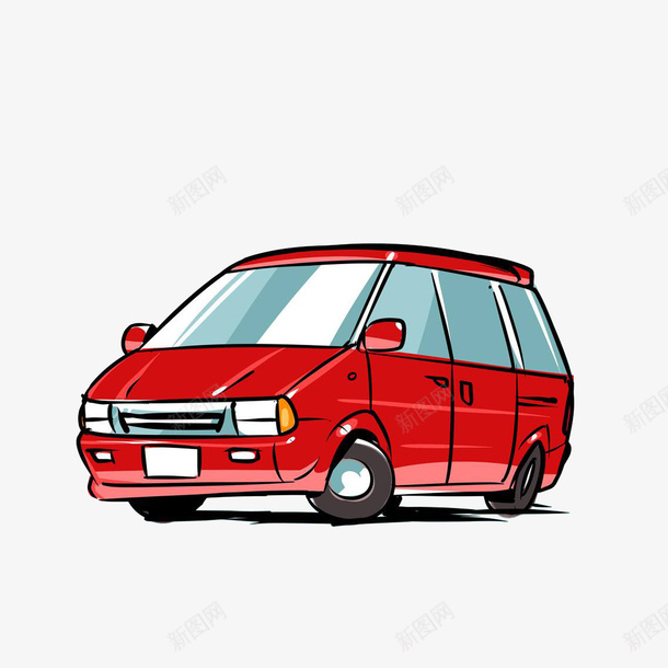 红色商务车正面png免抠素材_新图网 https://ixintu.com 卡通手绘 宽敞方便 小汽车正面 正面图 红色商务车