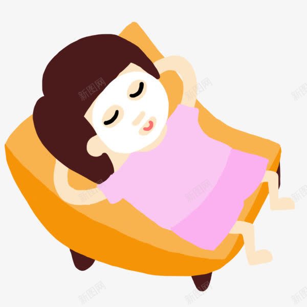 躺着敷面膜png免抠素材_新图网 https://ixintu.com 卡通 躺着 面膜