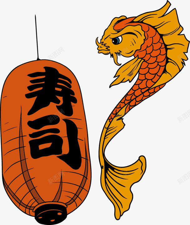 灯笼鱼矢量图ai免抠素材_新图网 https://ixintu.com 免费png 寿司 灯笼 矢量图片 矢量插图 鱼 矢量图