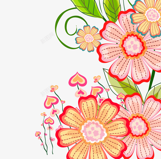 卡通花psd免抠素材_新图网 https://ixintu.com 卡通花 粉色花 粉色花儿 精美花儿