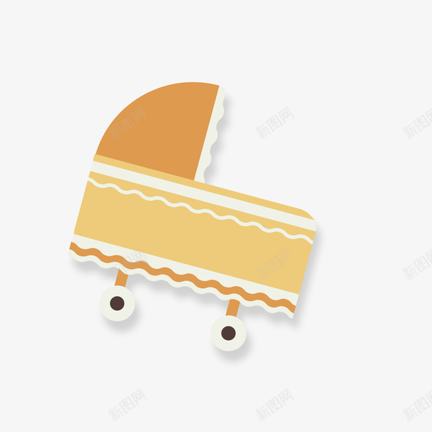儿童床简图png免抠素材_新图网 https://ixintu.com 一个 卡通 可爱 婴儿床 手绘 白色 简图 花边 黄色