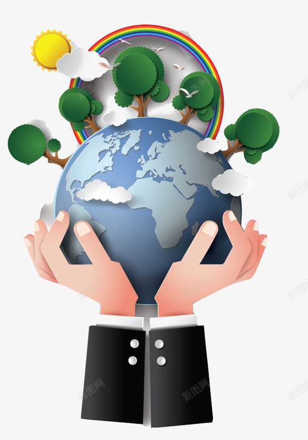 创意环保图案png免抠素材_新图网 https://ixintu.com 3D PPT元素 儿童剪纸 地球 手 环保 立体 绿色地球