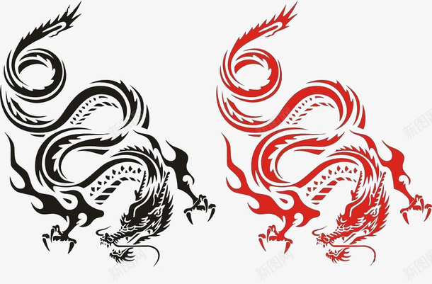 飞舞的腾龙png免抠素材_新图网 https://ixintu.com 红色 黑色 龙形