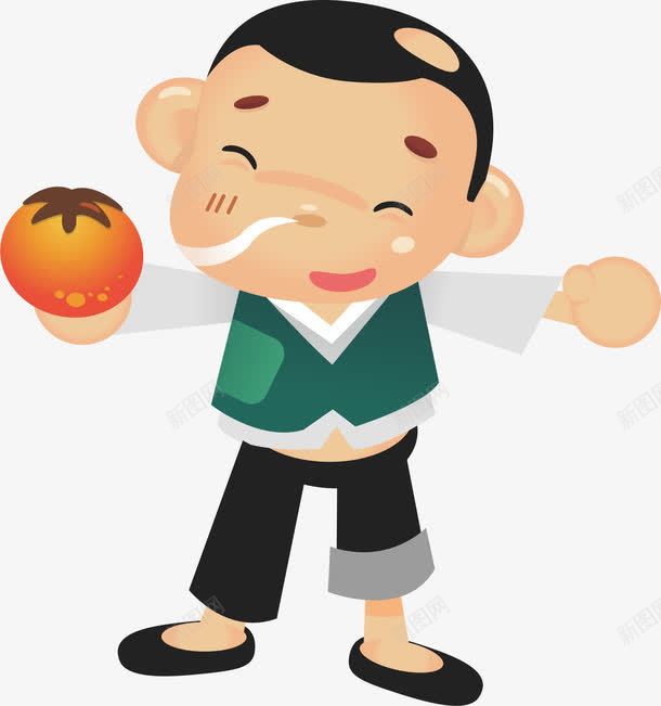 高兴的小孩png免抠素材_新图网 https://ixintu.com 卡通人物 小朋友 柿子 男孩 高兴的人