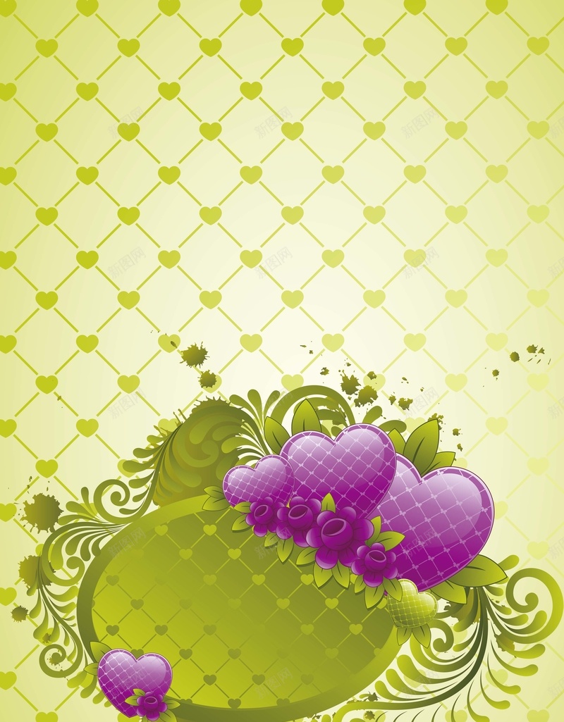 绿色爱心背景矢量图ai设计背景_新图网 https://ixintu.com 海报 温暖 爱心 纹理 绿色 背景 藤曼 质感 矢量图