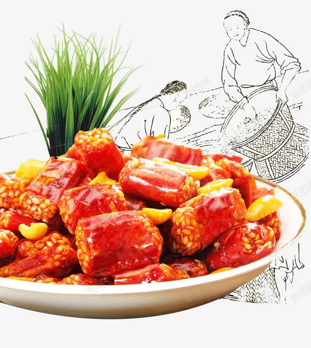 芝麻花生糖png免抠素材_新图网 https://ixintu.com 糖 红色 绿草 芝麻糖 花生 食物 麻花