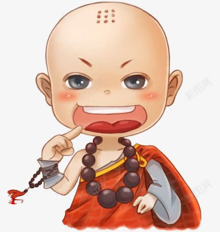 可爱卡通png免抠素材_新图网 https://ixintu.com 卡通 古代 呆萌 和尚 装饰