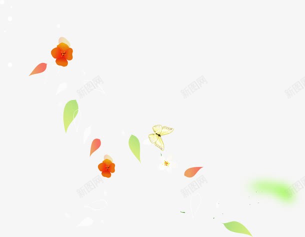 手绘黄色蝴蝶花朵png免抠素材_新图网 https://ixintu.com 花朵 蝴蝶 黄色